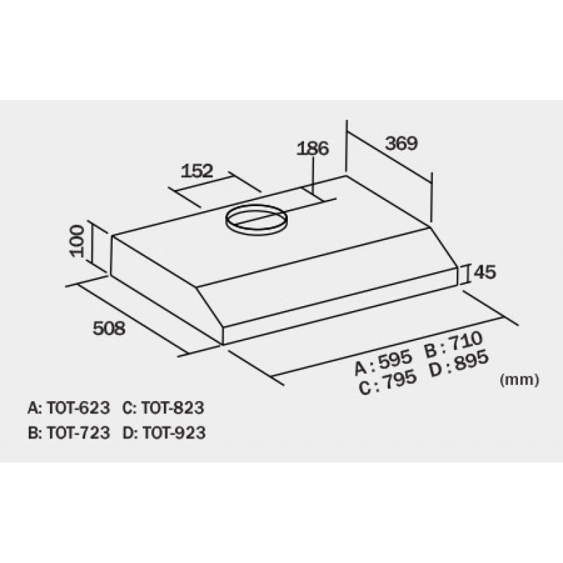 GERMAN POOL 德國寶 TOT-623 60cm 易拆式抽油煙機